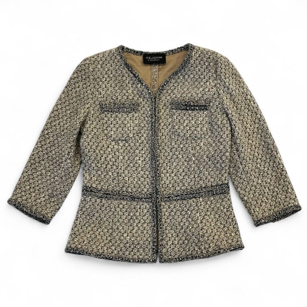 St John Couture Boucle Jacket S Old Money Ladylike Duchess Office Career Luxury